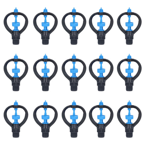 15Pcs Lawn Sprinkler Nozzle G1/2 External Thread 360° Automatic Rotation Mid Range for Lawn Garden Watering IrrigationRound Nozzle
