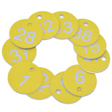50Pcs Beehive Tag ABS Round Numbered Sign Labels with Hole Livestock Beekeeping SuppliesLight Yellow 1-50