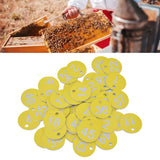 50Pcs Beehive Tag ABS Round Numbered Sign Labels with Hole Livestock Beekeeping SuppliesLight Yellow 1-50