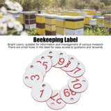 50Pcs Beehive Tag ABS Round Numbered Sign Labels with Hole Livestock Beekeeping SuppliesWhite 1-50