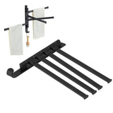 Rotating Towel Rack 4 Poles Space Aluminum Folding Rotatable Matte Black Finish Bath Towel Hanger for Bathrooms Kitchens Hotels