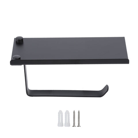 Toilet Paper Holder 304 Stainless Steel Anti Rust Wearable Bathroom Phone Holder for Kitchen WashroomBlack