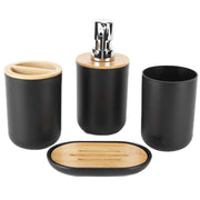 4Pcs Bathroom Accessory Set Bamboo Waterproof Durable Gift Toothbrush Cup for Home HotelBlack In Australia - Darrahopens
