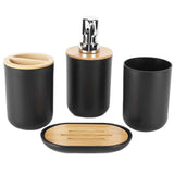 4Pcs Bathroom Accessory Set Bamboo Waterproof Durable Gift Toothbrush Cup for Home HotelBlack In Australia - Darrahopens
