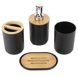 4Pcs Bathroom Accessory Set Bamboo Waterproof Durable Gift Toothbrush Cup for Home HotelBlack In Australia - Darrahopens