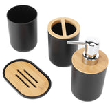 4Pcs Bathroom Accessory Set Bamboo Waterproof Durable Gift Toothbrush Cup for Home HotelBlack In Australia - Darrahopens