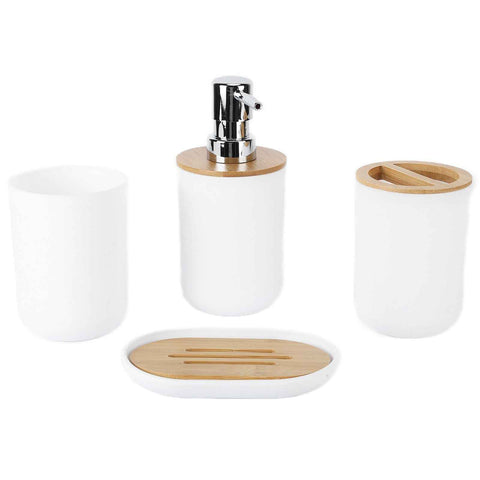 4Pcs Bathroom Accessory Set Bamboo Waterproof Durable Gift Toothbrush Cup for Home HotelWhite In Australia - Darrahopens
