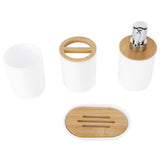 4Pcs Bathroom Accessory Set Bamboo Waterproof Durable Gift Toothbrush Cup for Home HotelWhite