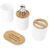 4Pcs Bathroom Accessory Set Bamboo Waterproof Durable Gift Toothbrush Cup for Home HotelWhite