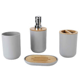 4Pcs Bathroom Accessory Set Bamboo Waterproof Durable Gift Toothbrush Cup for Home HotelGrey In Australia - Darrahopens