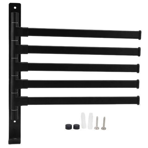 Towel Rack Aluminum Alloy Towel Shelf with 5 Bars Rotatable and Durable for Bathroom and Kitchen Black In Australia - Darrahopens