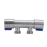 G1/2 Stainless Steel 1 Inlet 2 Outlet Angle Valve Double Handle Double Control Cold Water Tap