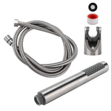 3Pcs/Set Stainless Steel Hand Shower Brushed Round Single Shower Head with Hose Fixed Holder