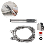 3Pcs/Set Stainless Steel Hand Shower Brushed Round Single Shower Head with Hose Fixed Holder