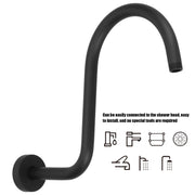 Shower Arm S Shape Gooseneck Stainless Steel Shower Head Extension Arm Bathroom NPT Shower Head Arm for Home233 Black