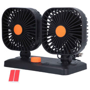 Car Air Cooling Fan Dual Head USB Universal Cooling Device 360 Degree Adjustable Square Low Noise Car Accessories In Australia - Darrahopens