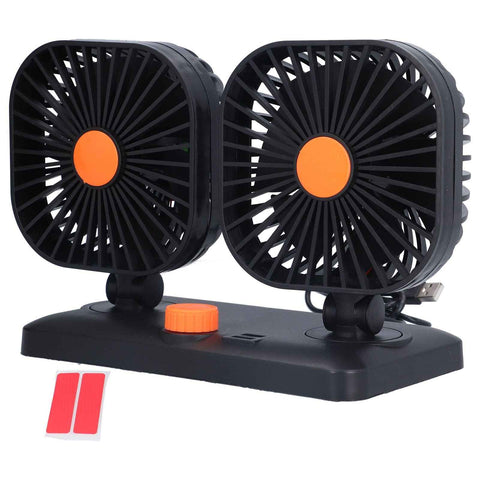 Car Air Cooling Fan Dual Head USB Universal Cooling Device 360 Degree Adjustable Square Low Noise Car Accessories In Australia - Darrahopens
