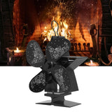 4 Blades Heat Powered Fan Santa Claus Pattern Fireplace Fan for Heat Distribution Circulating Warm AirBlack
