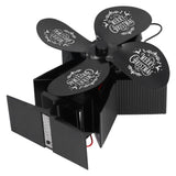 Stove Fans 4 Blades Heat Powered Low Noise High Temperature Resistant Fireplace Fan for HomeBlack