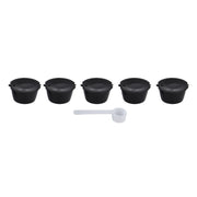 5Pcs 50ml Coffee Capsule Reusable Coffee Filter Cup with Spoon for DOLCE GUSTO Coffee MachineBlack