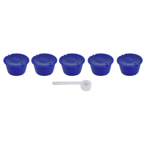 5Pcs 50ml Coffee Capsule Reusable Coffee Filter Cup with Spoon for DOLCE GUSTO Coffee MachineRoyal Blue In Australia - Darrahopens
