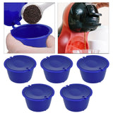 5Pcs 50ml Coffee Capsule Reusable Coffee Filter Cup with Spoon for DOLCE GUSTO Coffee MachineRoyal Blue