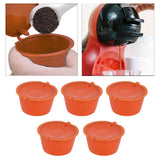 5Pcs 50ml Coffee Capsule Reusable Coffee Filter Cup with Spoon for DOLCE GUSTO Coffee MachineOrange