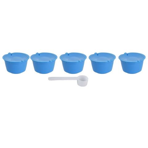 5Pcs 50ml Coffee Capsule Reusable Coffee Filter Cup with Spoon for DOLCE GUSTO Coffee MachineBlue In Australia - Darrahopens