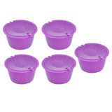 5Pcs 50ml Coffee Capsule Reusable Coffee Filter Cup with Spoon for DOLCE GUSTO Coffee MachinePurple
