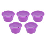 5Pcs 50ml Coffee Capsule Reusable Coffee Filter Cup with Spoon for DOLCE GUSTO Coffee MachinePurple