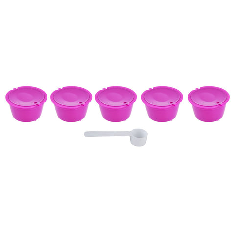 5Pcs 50ml Coffee Capsule Reusable Coffee Filter Cup with Spoon for DOLCE GUSTO Coffee MachineRose Red In Australia - Darrahopens