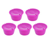 5Pcs 50ml Coffee Capsule Reusable Coffee Filter Cup with Spoon for DOLCE GUSTO Coffee MachineRose Red