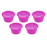5Pcs 50ml Coffee Capsule Reusable Coffee Filter Cup with Spoon for DOLCE GUSTO Coffee MachineRose Red