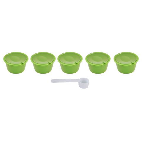 5Pcs 50ml Coffee Capsule Reusable Coffee Filter Cup with Spoon for DOLCE GUSTO Coffee MachineGrass Green In Australia - Darrahopens