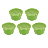5Pcs 50ml Coffee Capsule Reusable Coffee Filter Cup with Spoon for DOLCE GUSTO Coffee MachineGrass Green