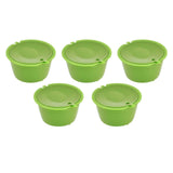 5Pcs 50ml Coffee Capsule Reusable Coffee Filter Cup with Spoon for DOLCE GUSTO Coffee MachineGrass Green