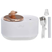 2 in 1 Rotating Planet Humidifier USB Charging Cordless Mute Spray Humidification for Home 1200MAHWhite In Australia - Darrahopens