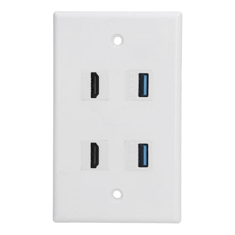 2 HD Multimedia Interface+2 USB3.0 Ports Panel Weld Free Audio Video Wall Outlet Plate Accessory In Australia - Darrahopens