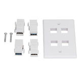 2 HD Multimedia Interface+2 USB3.0 Ports Panel Weld Free Audio Video Wall Outlet Plate Accessory