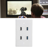 2 HD Multimedia Interface+2 USB3.0 Ports Panel Weld Free Audio Video Wall Outlet Plate Accessory