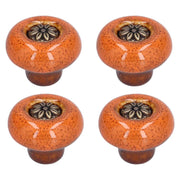 4 Set Cabinet Handle Retro Round Shaped Single Hole Door Knob for Home Bedroom Living RoomGreen Ancient Leopard Print Orange In Australia - Darrahopens