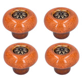 4 Set Cabinet Handle Retro Round Shaped Single Hole Door Knob for Home Bedroom Living RoomGreen Ancient Leopard Print Orange In Australia - Darrahopens