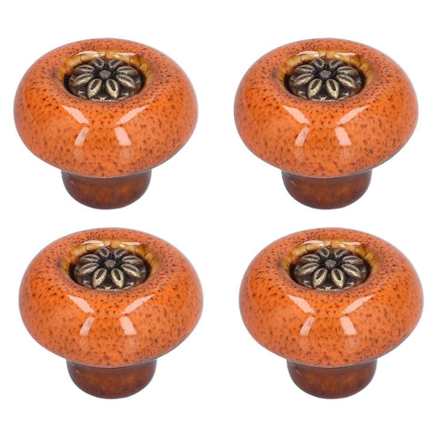4 Set Cabinet Handle Retro Round Shaped Single Hole Door Knob for Home Bedroom Living RoomGreen Ancient Leopard Print Orange In Australia - Darrahopens