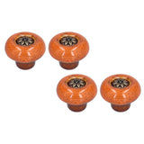 4 Set Cabinet Handle Retro Round Shaped Single Hole Door Knob for Home Bedroom Living RoomGreen Ancient Leopard Print Orange In Australia - Darrahopens