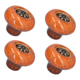 4 Set Cabinet Handle Retro Round Shaped Single Hole Door Knob for Home Bedroom Living RoomGreen Ancient Leopard Print Orange In Australia - Darrahopens