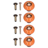 4 Set Cabinet Handle Retro Round Shaped Single Hole Door Knob for Home Bedroom Living RoomGreen Ancient Leopard Print Orange