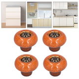 4 Set Cabinet Handle Retro Round Shaped Single Hole Door Knob for Home Bedroom Living RoomGreen Ancient Leopard Print Orange