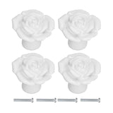 4 Set Rose Shaped Handle Modern Ceramic Cabinet Knob for Home Living Room BedroomWhite In Australia - Darrahopens