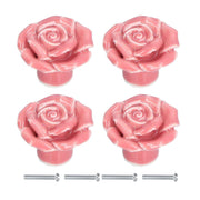 4 Set Rose Shaped Handle Modern Ceramic Cabinet Knob for Home Living Room BedroomPink In Australia - Darrahopens