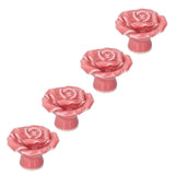 4 Set Rose Shaped Handle Modern Ceramic Cabinet Knob for Home Living Room BedroomPink